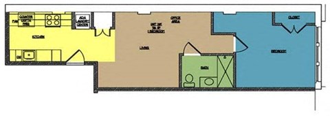 The Masonry Tracks Plan 1 Bed 1 Bath